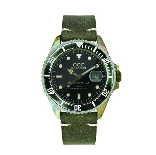 OUT OF ORDER Womens Dark Green Leather Strap
